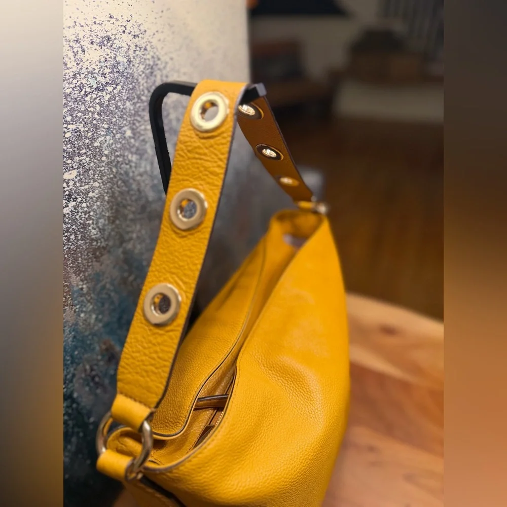 NWOT Michael Kors Boho Brooklyn Large Leather Shoulder Bag Shade Marigold/Cider - Picture 5 of 14